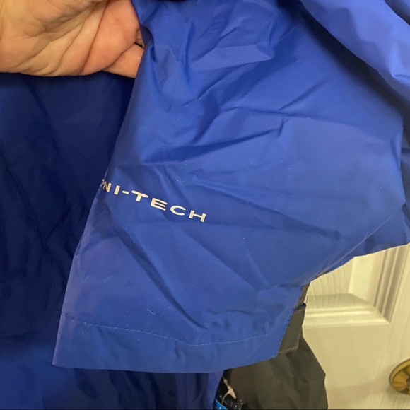 New Columbia Men's Timber Pointe Omni Tech Rain Hooded Waterproof Jacket Blue - Picture 3 of 5